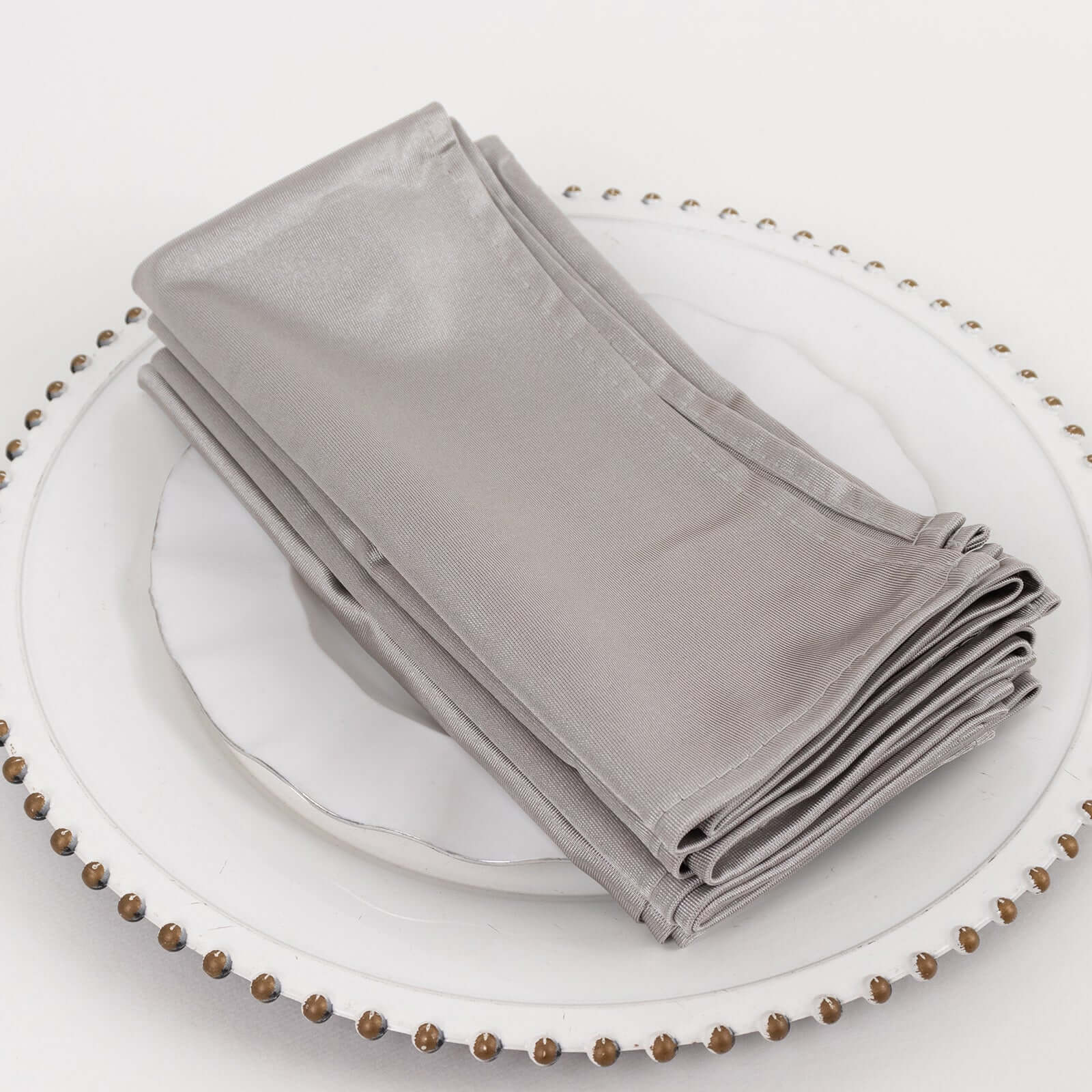 5 Pack Scuba Napkins 20"x20" Shimmer Silver - Lustrous Dinner Napkins - Image 2