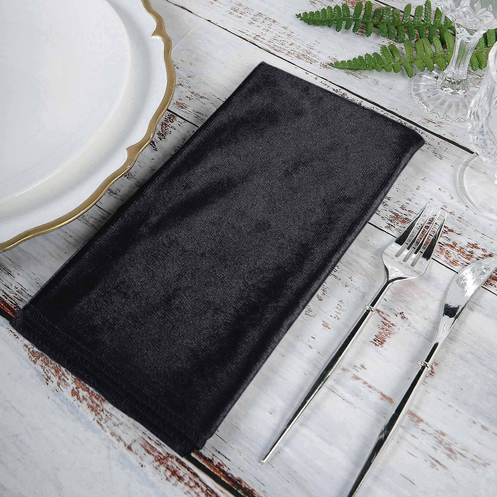 5 Pack Premium Velvet Napkins 20"x20" Black - Soft Sheen Finish Dinner Napkins - Image 7
