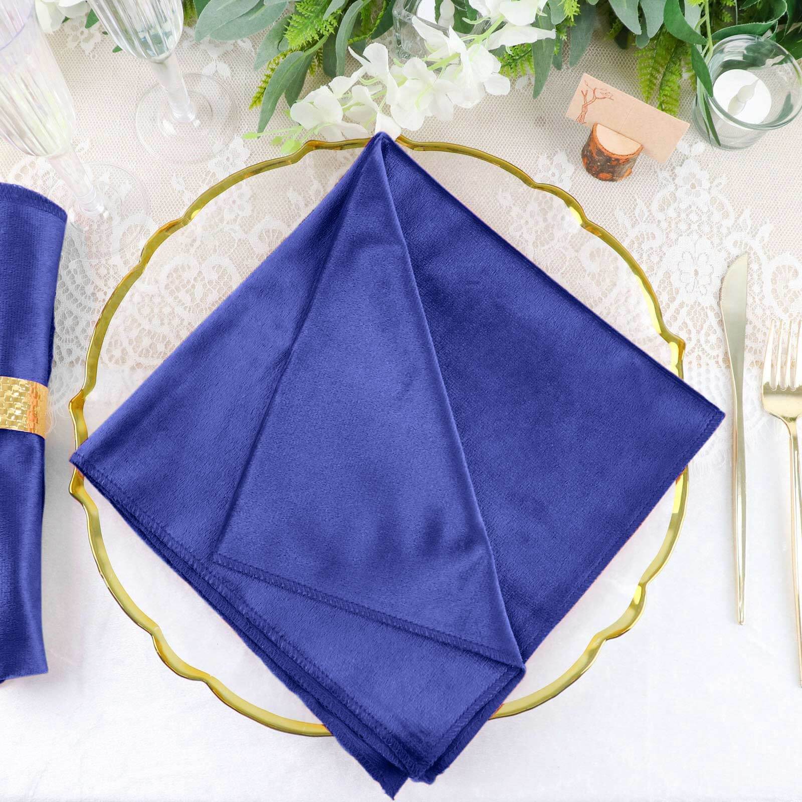 5 Pack Premium Velvet Napkins 20"x20" Royal Blue - Soft Sheen Finish Dinner Napkins - Image 3
