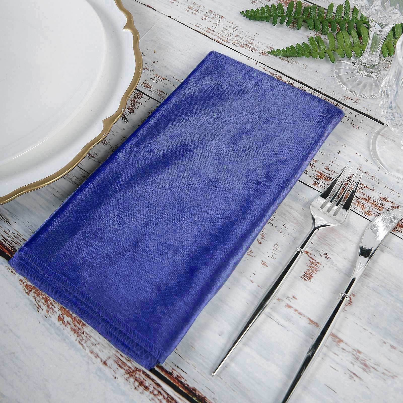5 Pack Premium Velvet Napkins 20"x20" Royal Blue - Soft Sheen Finish Dinner Napkins - Image 7