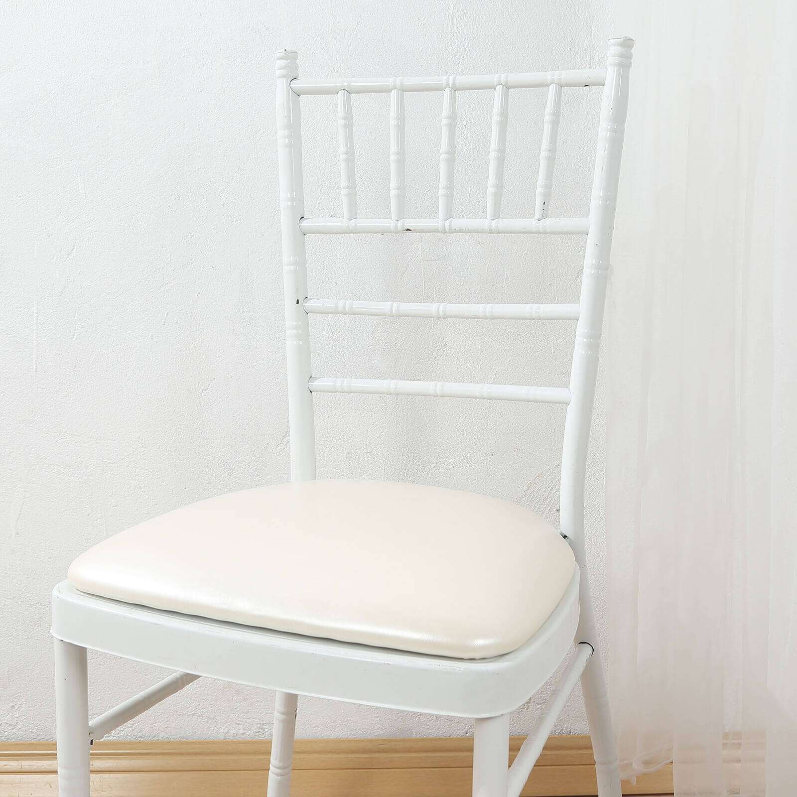 5 Pack PU Leather Chiavari Chair Cushion Pads with Wood Backing Ivory 1.5" Thick - Tie-Less Non-Slip Design for Dining Chairs 16" - Image 7