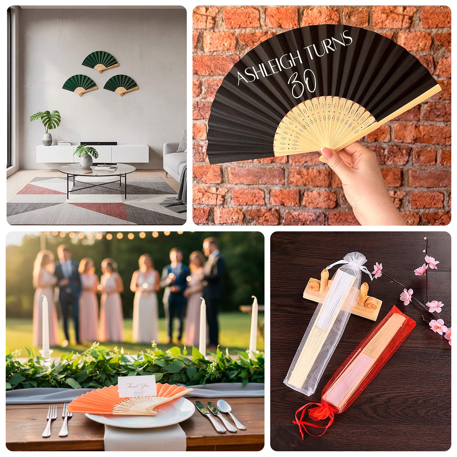 5 Pack Lavender Lilac Asian Silk Folding Fans Party Favors, Oriental Folding Fan Favors - Image 5