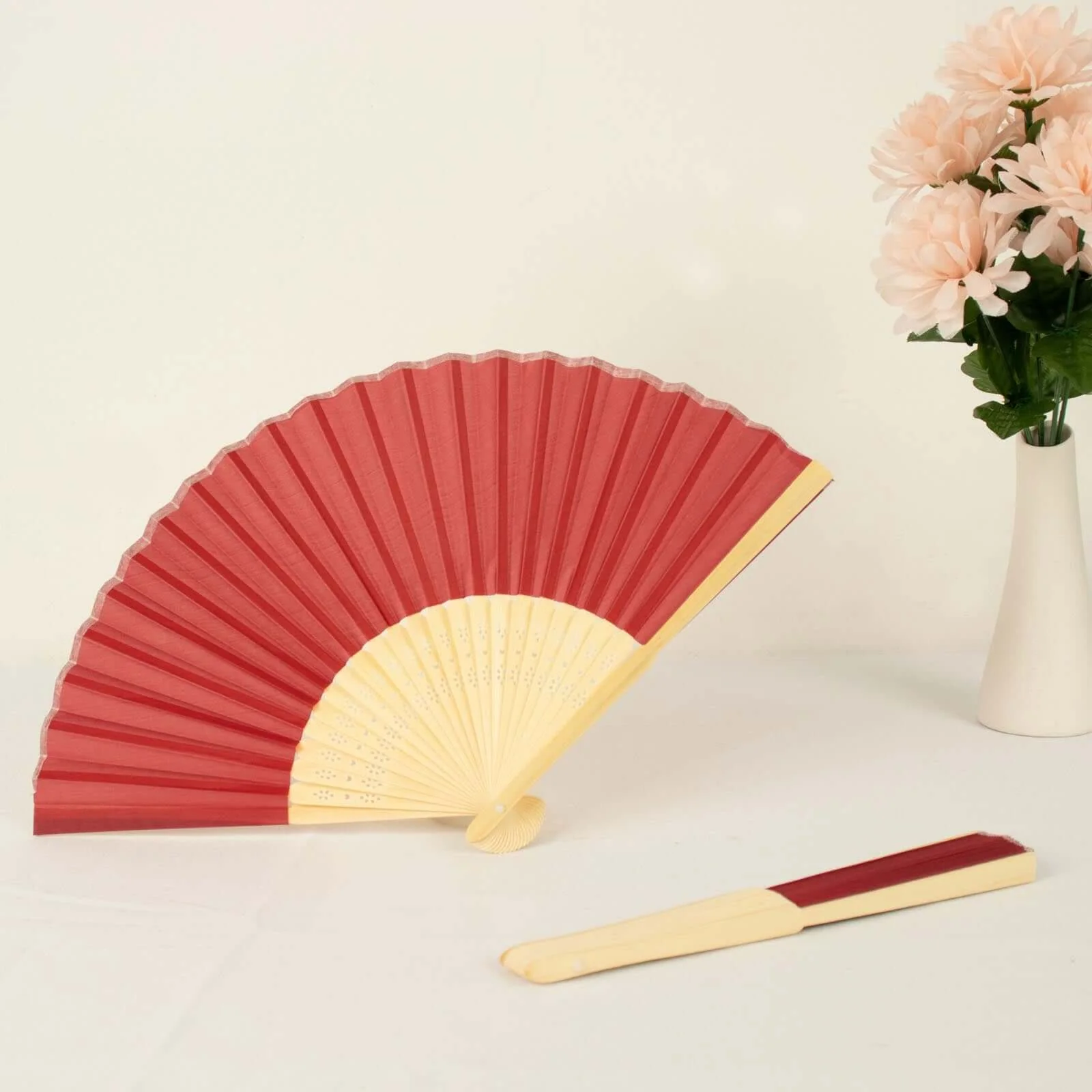 5 Pack Red Asian Silk Folding Fans Party Favors, Oriental Folding Fan Favors - Image 8