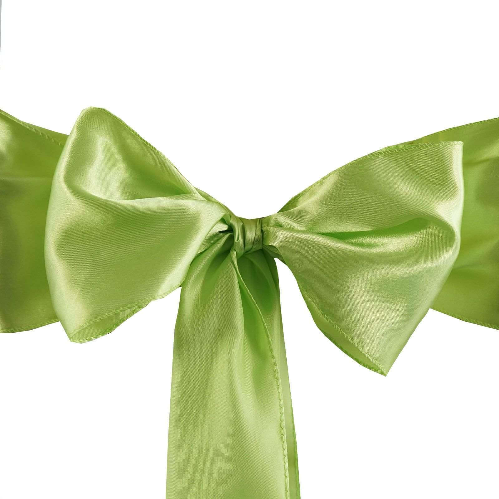 5 Pack Satin Chair Sashes 6"x106" Apple Green - Reusable Chair Bows with Smooth Finish - Image 3