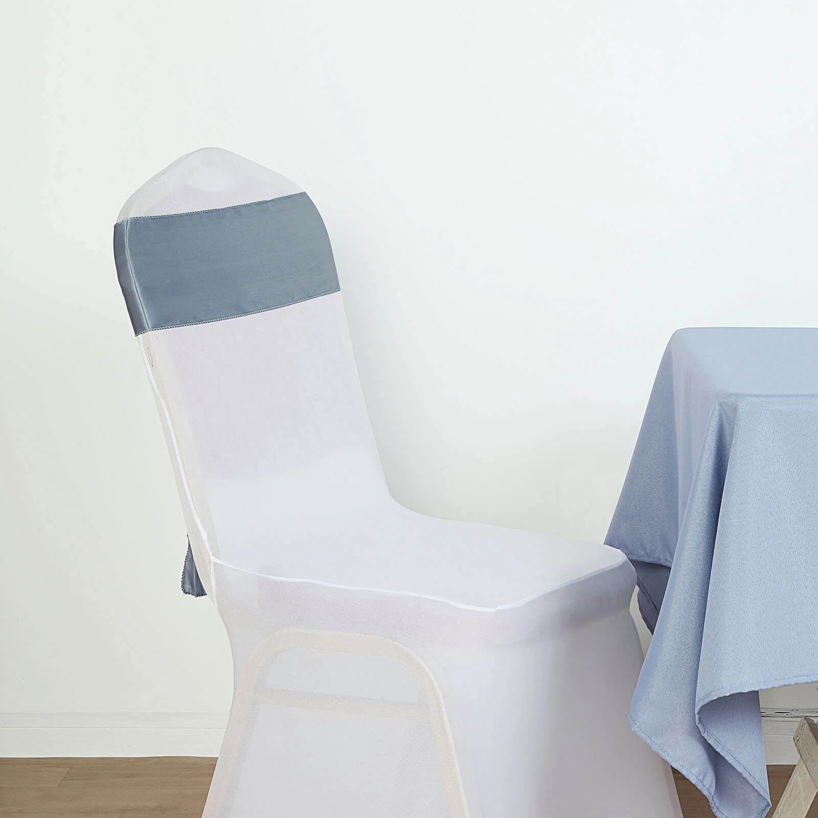 5 Pack Satin Chair Sashes 6"x106" Dusty Blue - Reusable Chair Bows with Smooth Finish - Image 10
