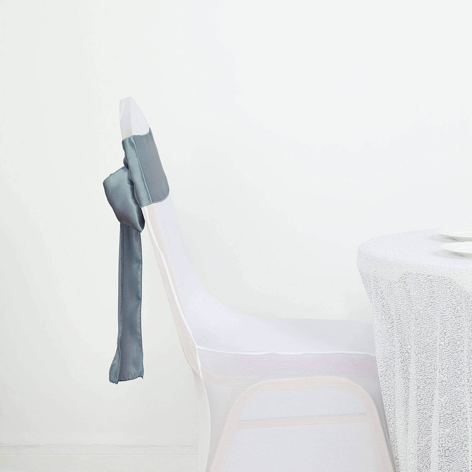 5 Pack Satin Chair Sashes 6"x106" Dusty Blue - Reusable Chair Bows with Smooth Finish - Image 13