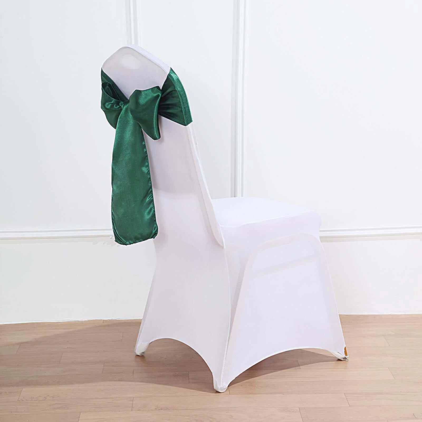 5 Pack Satin Chair Sashes 6"x106" Hunter Emerald Green - Reusable Chair Bows with Smooth Finish - Image 10
