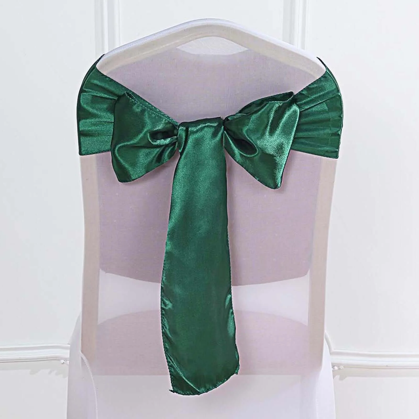 5 Pack Satin Chair Sashes 6"x106" Hunter Emerald Green - Reusable Chair Bows with Smooth Finish - Image 13