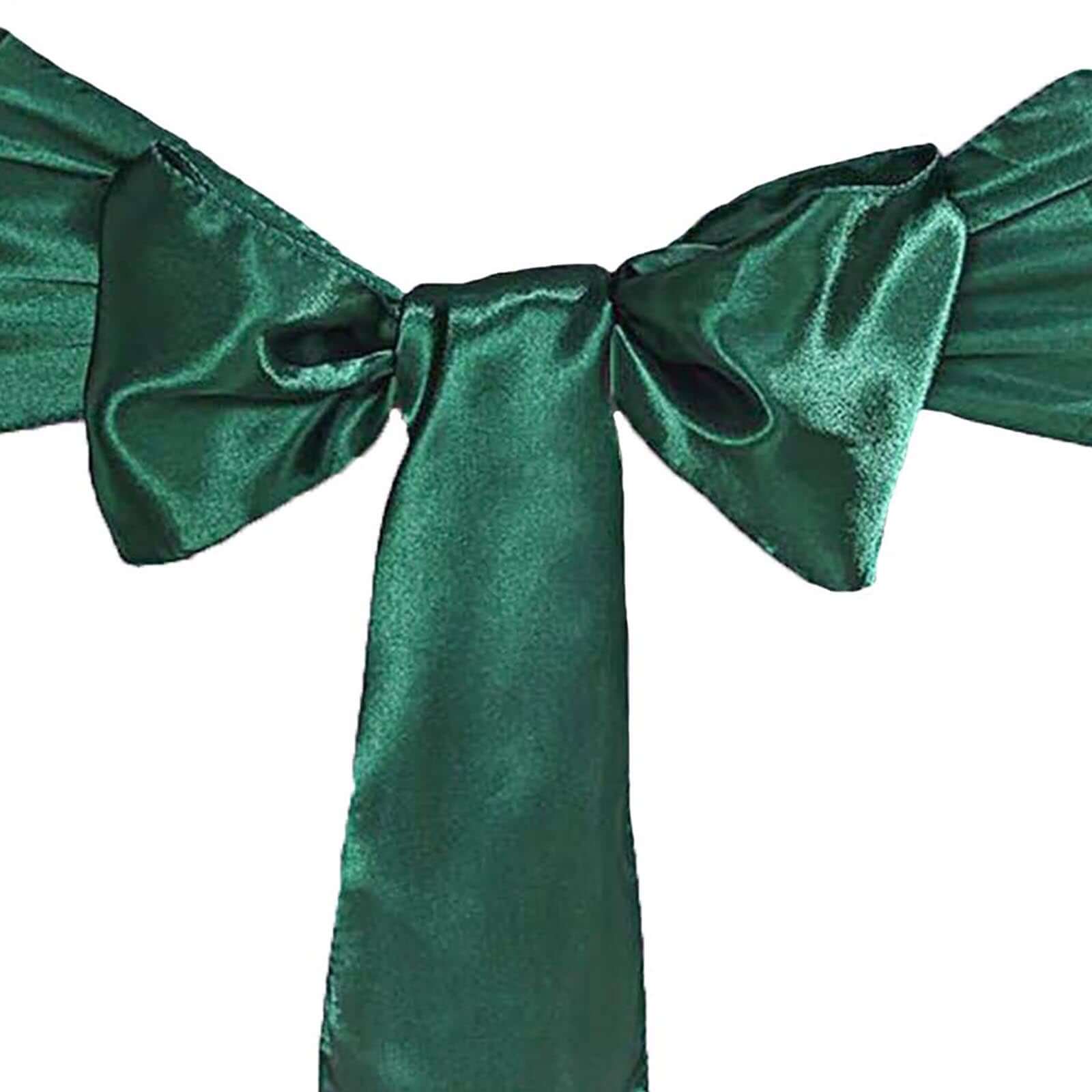 5 Pack Satin Chair Sashes 6"x106" Hunter Emerald Green - Reusable Chair Bows with Smooth Finish - Image 6
