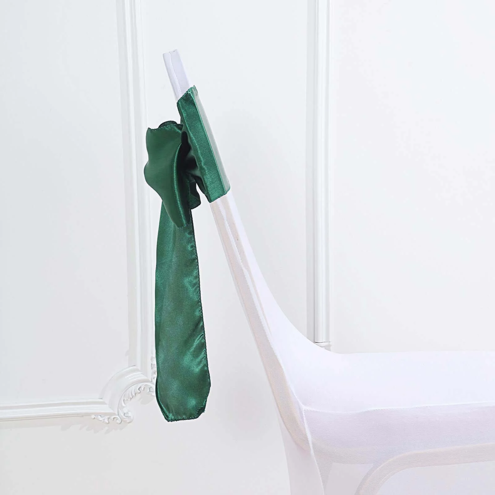 5 Pack Satin Chair Sashes 6"x106" Hunter Emerald Green - Reusable Chair Bows with Smooth Finish - Image 7