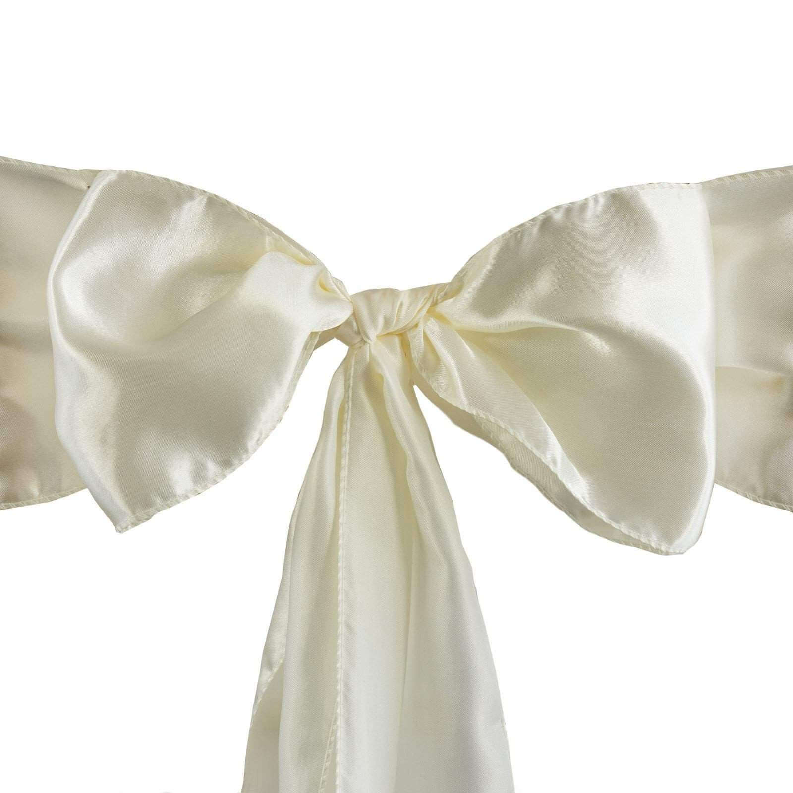 5 Pack Satin Chair Sashes 6"x106" Ivory - Reusable Chair Bows with Smooth Finish - Image 3