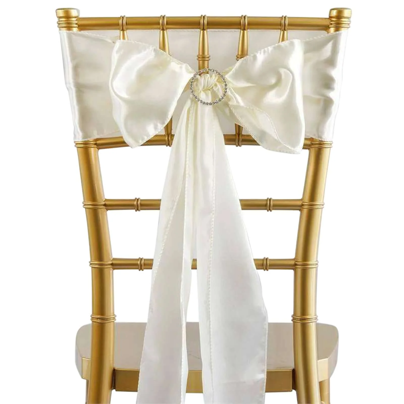 5 Pack Satin Chair Sashes 6"x106" Ivory - Reusable Chair Bows with Smooth Finish - Image 6