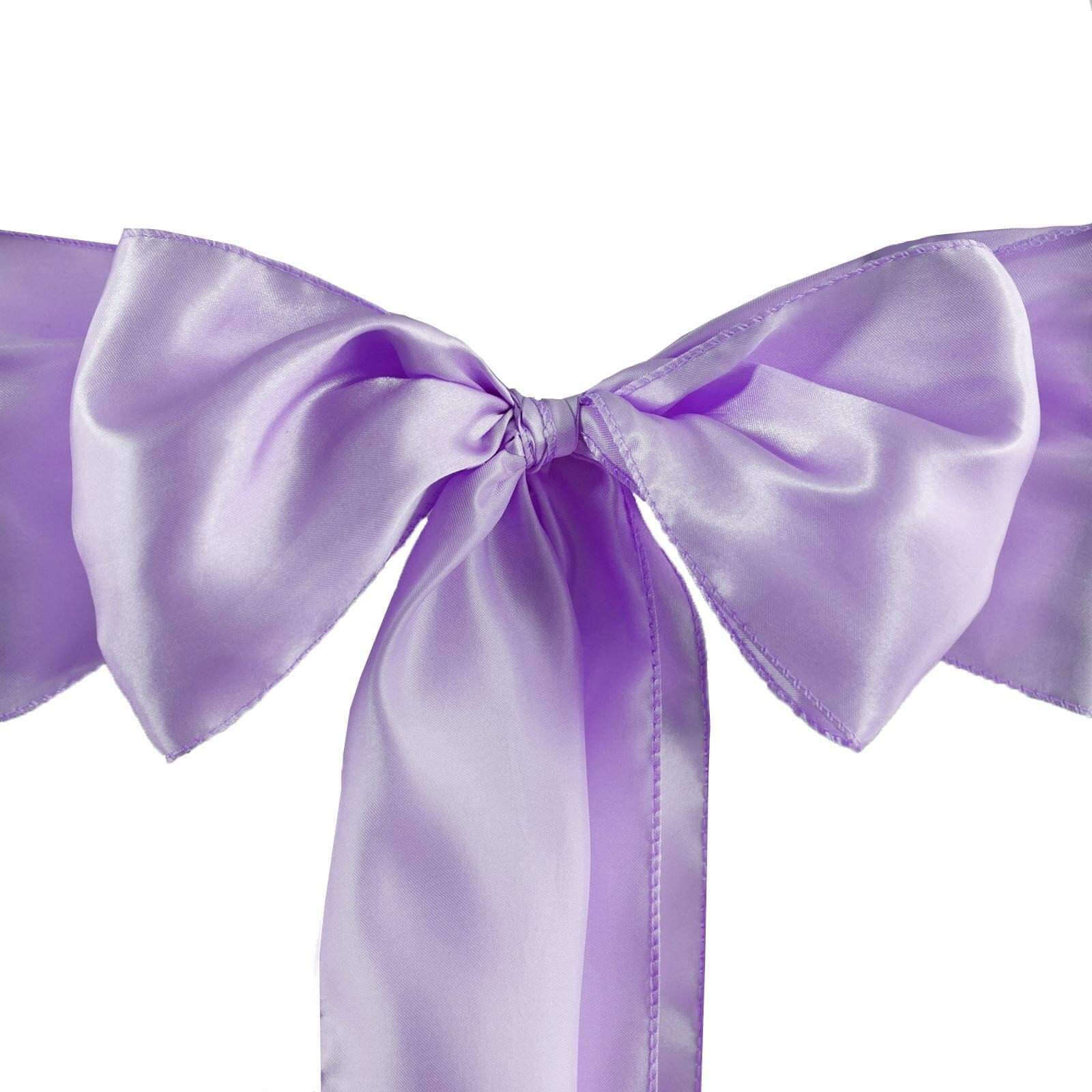 5 Pack Satin Chair Sashes 6"x106" Lavender Lilac - Reusable Chair Bows with Smooth Finish - Image 3