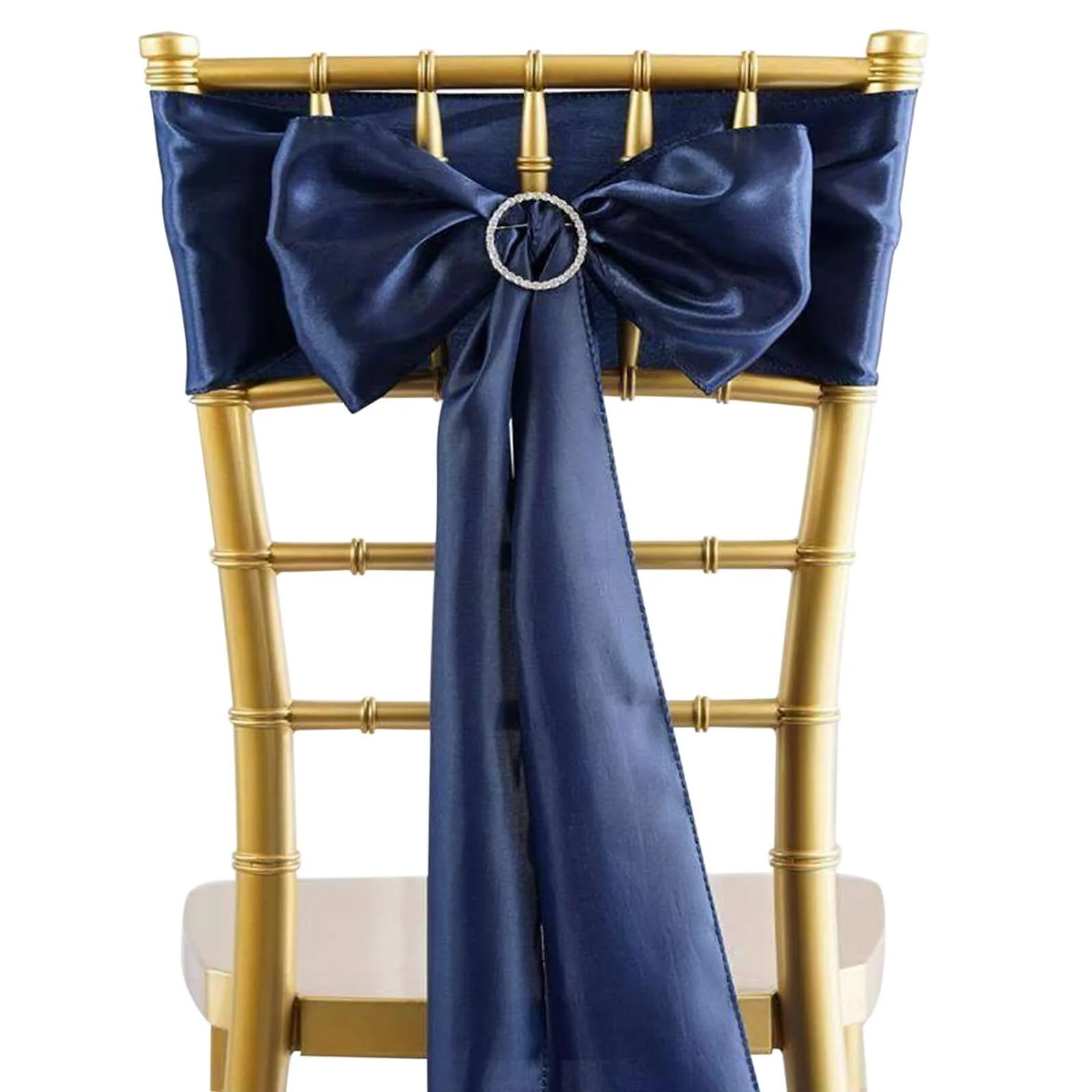 5 Pack Satin Chair Sashes 6"x106" Navy Blue - Reusable Chair Bows with Smooth Finish - Image 6