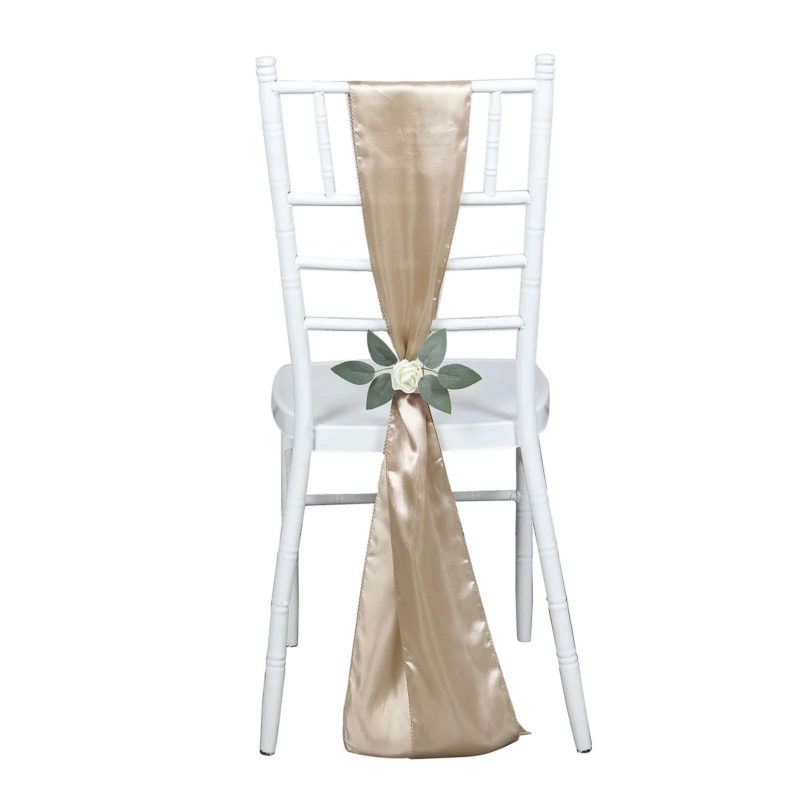 5 Pack Satin Chair Sashes 6"x106" Nude - Reusable Chair Bows with Smooth Finish - Image 6