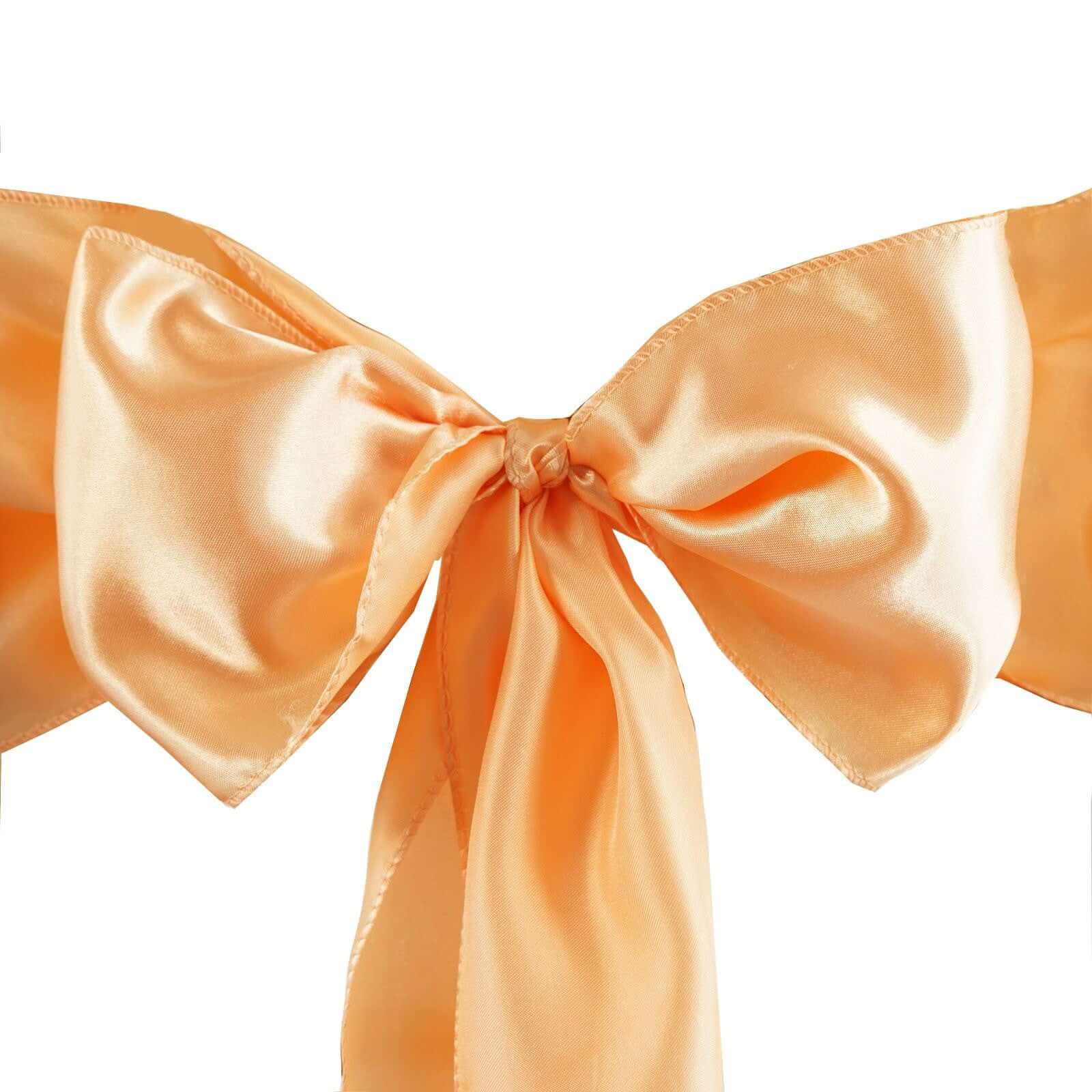 5 Pack Satin Chair Sashes 6"x106" Peach - Reusable Chair Bows with Smooth Finish - Image 3