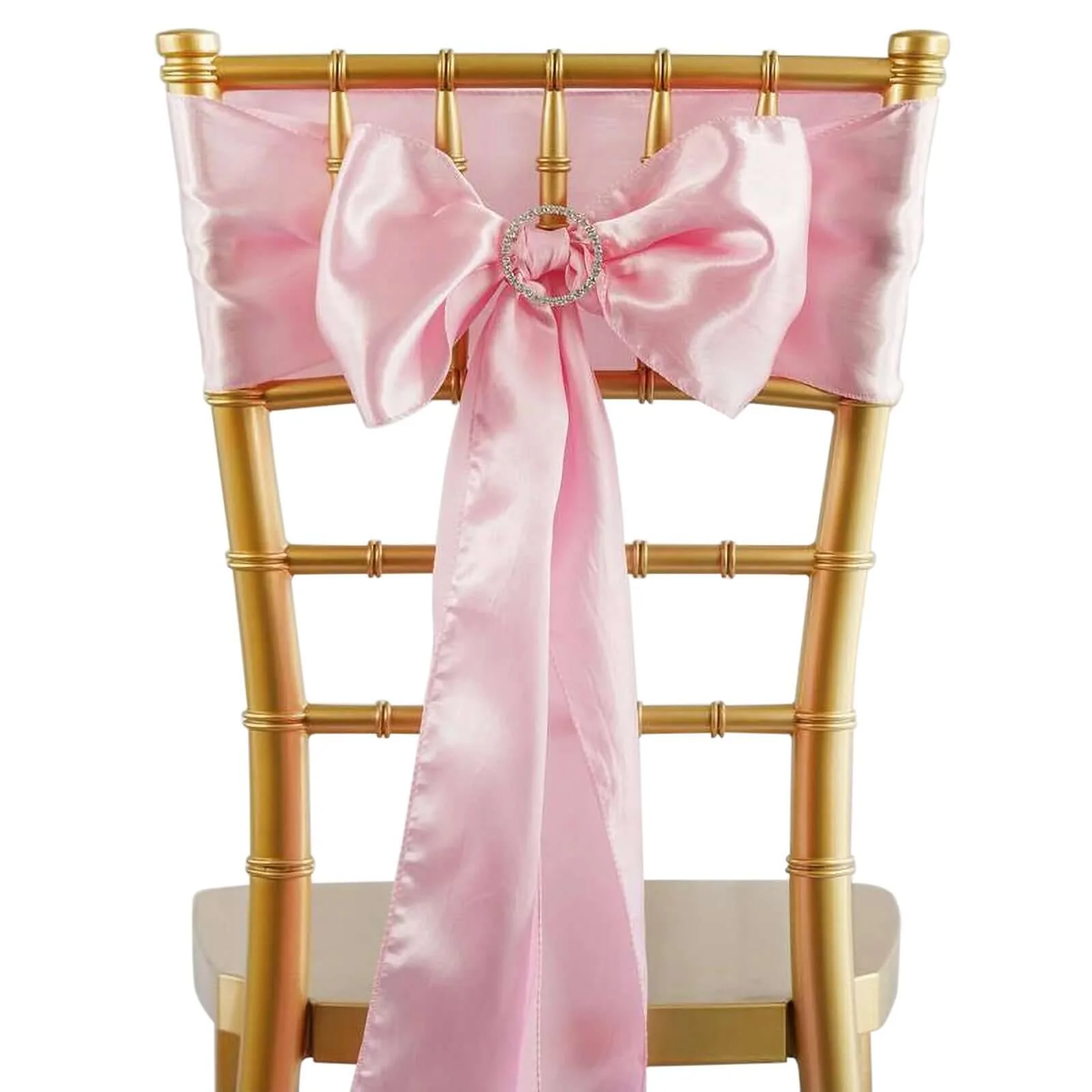 5 Pack Satin Chair Sashes 6"x106" Pink - Reusable Chair Bows with Smooth Finish - Image 6