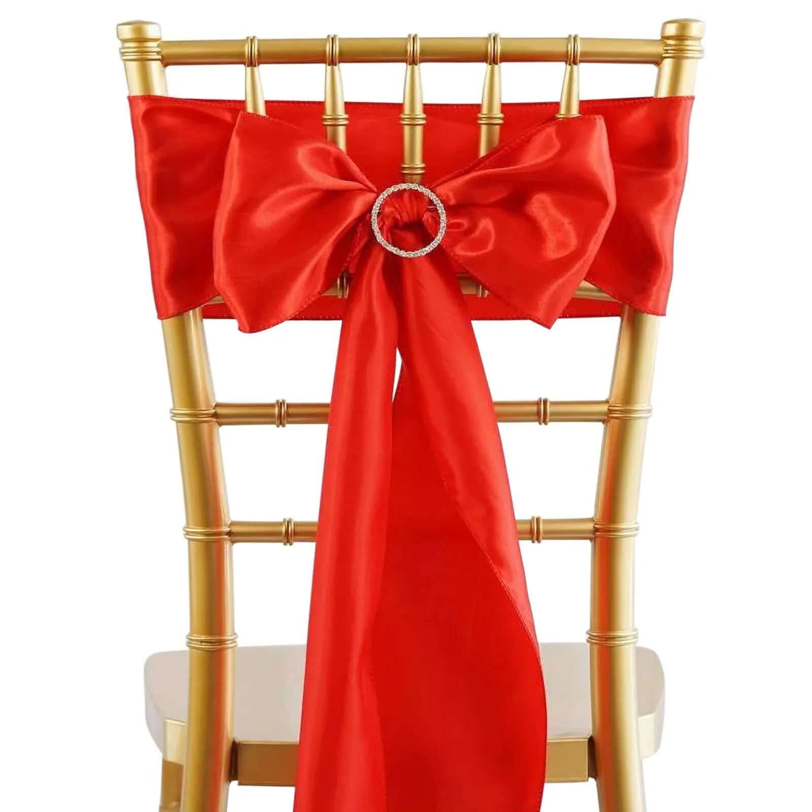 5 Pack Satin Chair Sashes 6"x106" Red - Reusable Chair Bows with Smooth Finish - Image 5