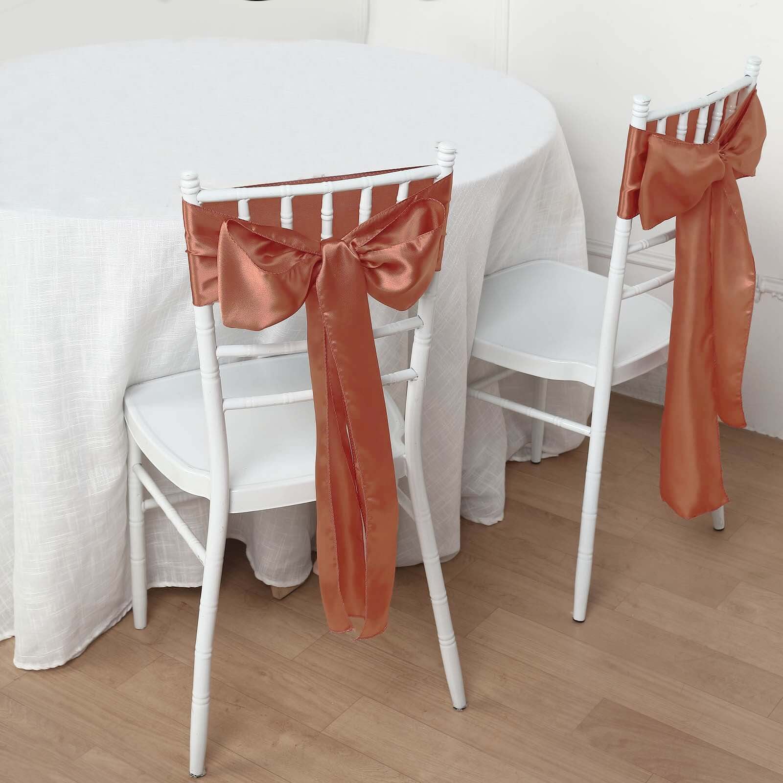 5 Pack Satin Chair Sashes 6"x106" Terracotta (Rust) - Reusable Chair Bows with Smooth Finish - Image 10