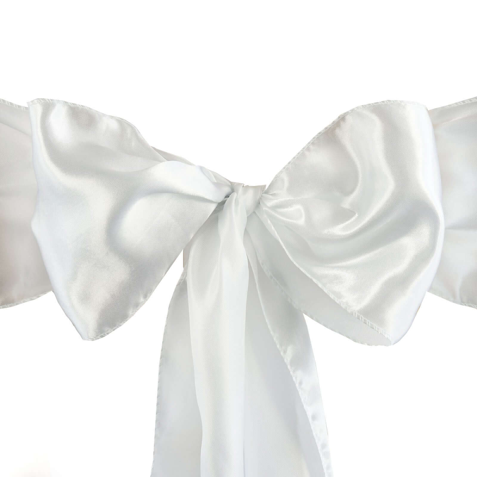 5 Pack Satin Chair Sashes 6"x106" White - Reusable Chair Bows with Smooth Luxurious Finish for Weddings & Banquets - Image 3