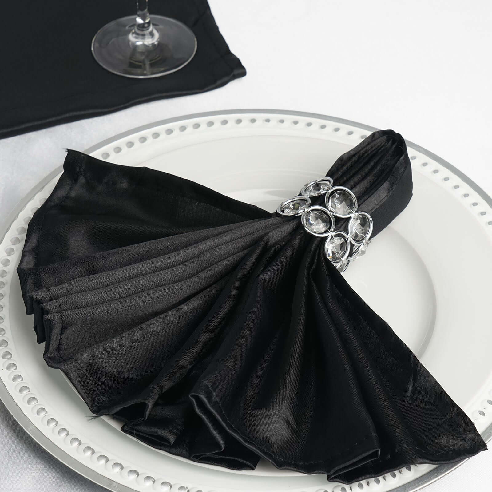 5 Pack Satin Napkins 20"x20" Black - Soft and Luxurious Reusable Cloth Napkins for Weddings & Banquets - Image 7