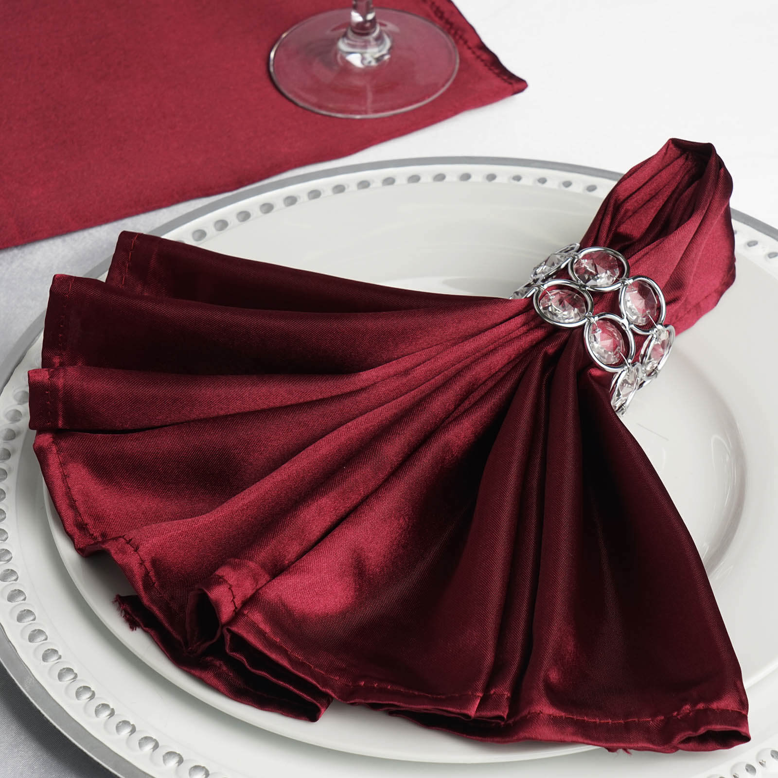 5 Pack Satin Napkins 20"x20" Burgundy - Soft Reusable Cloth Napkins - Image 7