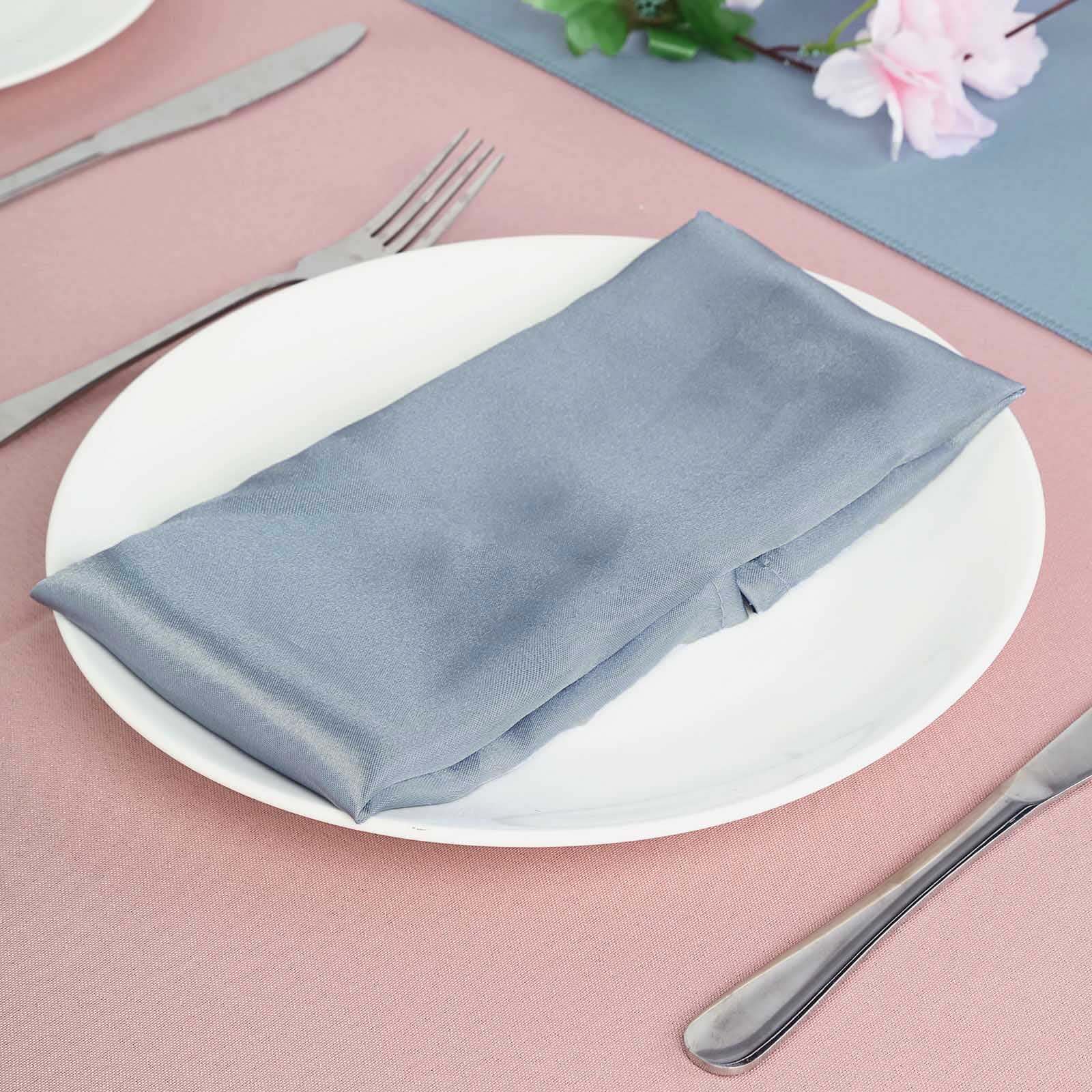 5 Pack Satin Napkins 20"x20" Dusty Blue -Soft Reusable Cloth Napkins - Image 5