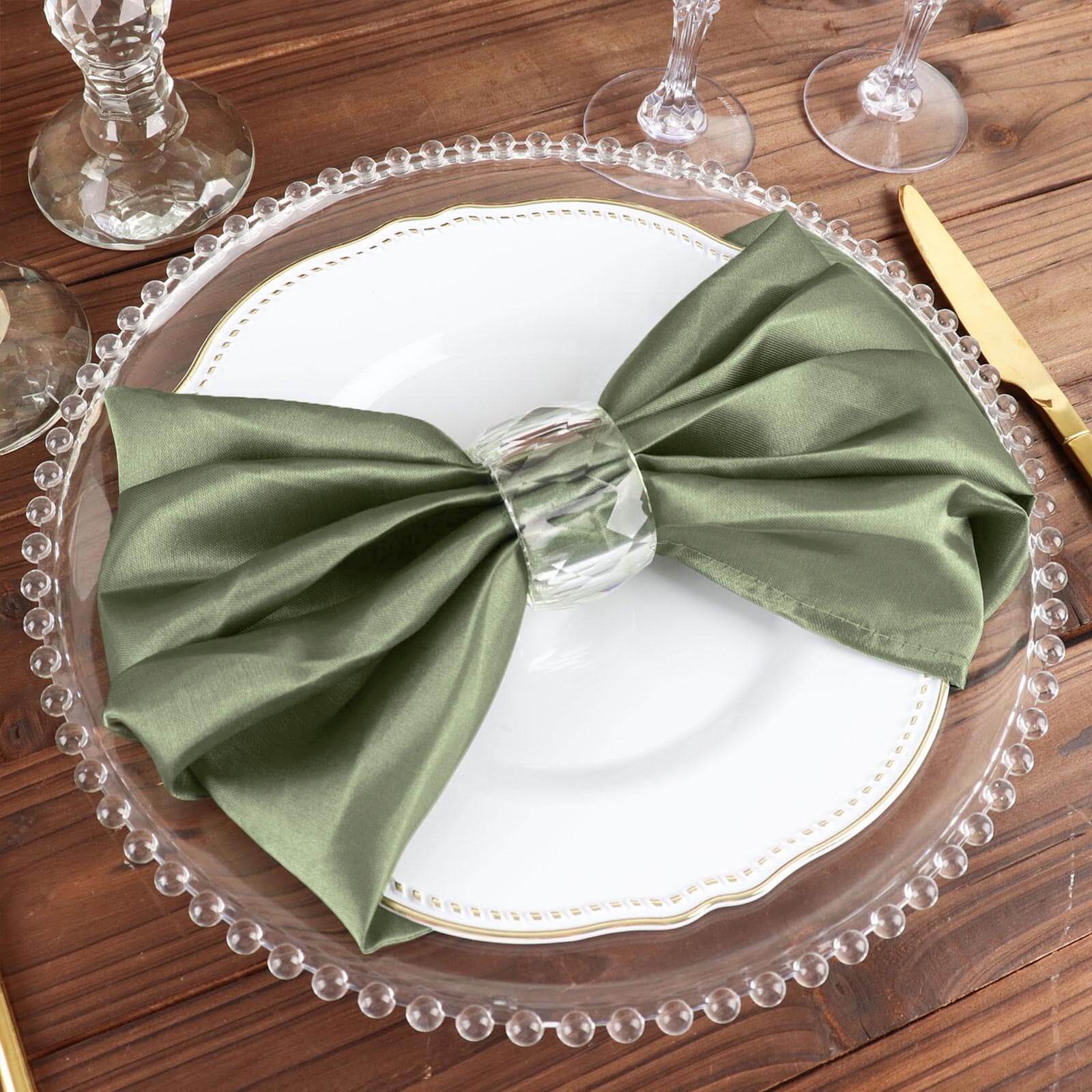 5 Pack Satin Napkins 20"x20" Dusty Sage Green - Soft Reusable Cloth Napkins - Image 7