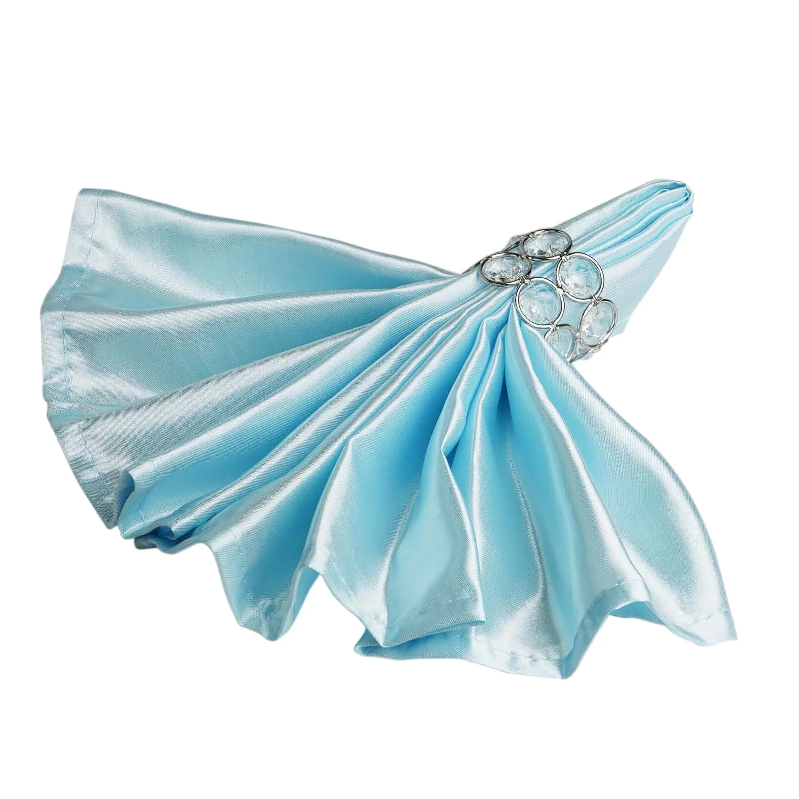 5 Pack Satin Napkins 20"x20" Light Blue - Soft Reusable Cloth Napkins