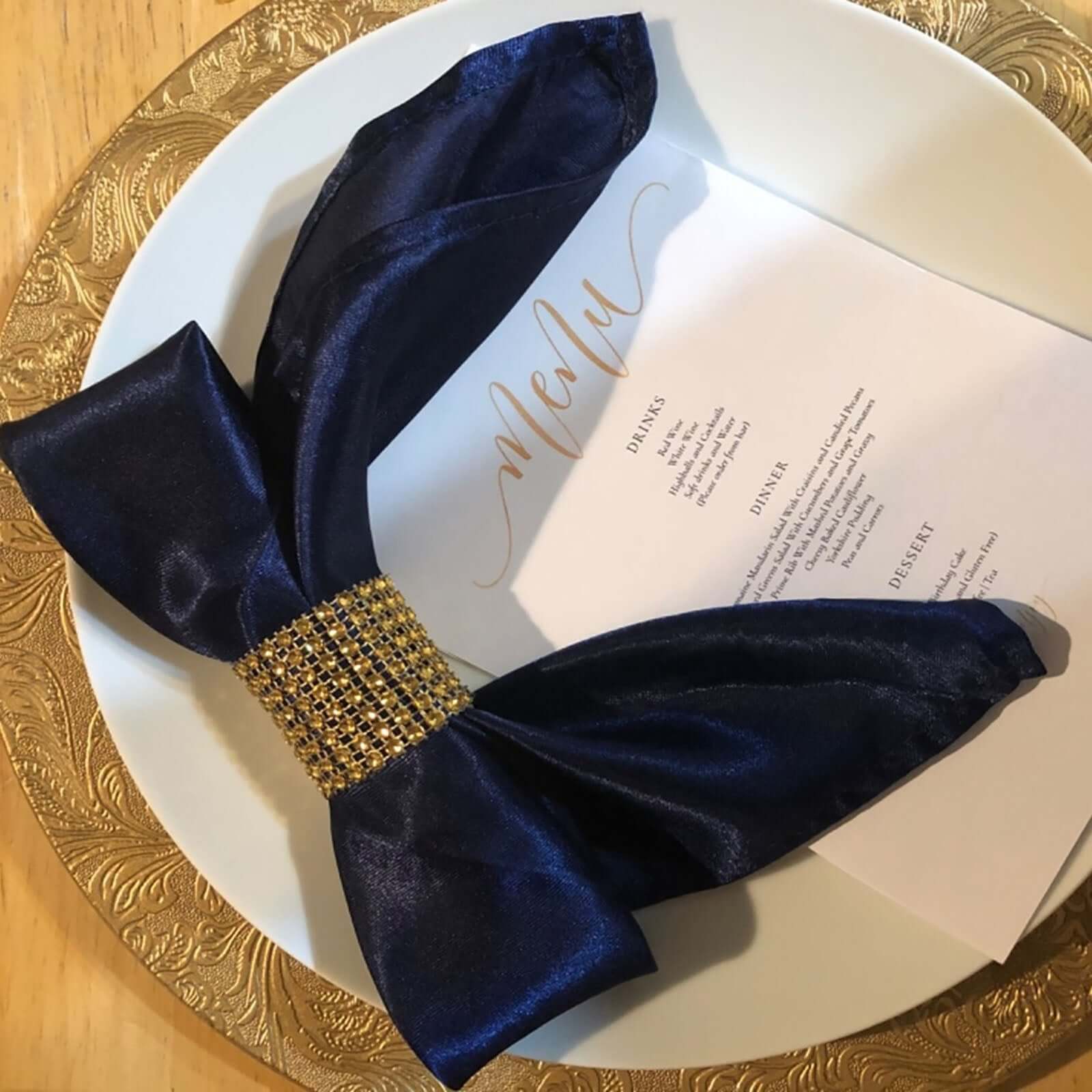 5 Pack Satin Napkins 20"x20" Navy Blue - Soft Reusable Cloth Napkins - Image 6