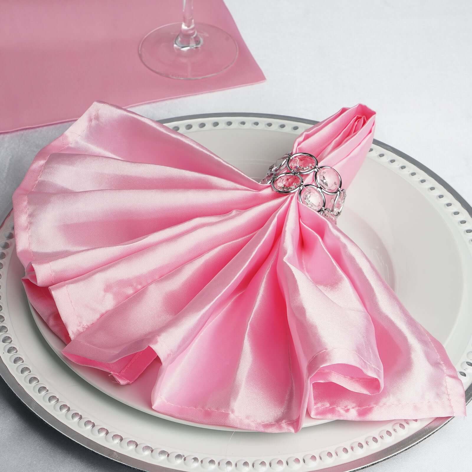 5 Pack Satin Napkins 20"x20" Pink - Soft Reusable Cloth Napkins - Image 7
