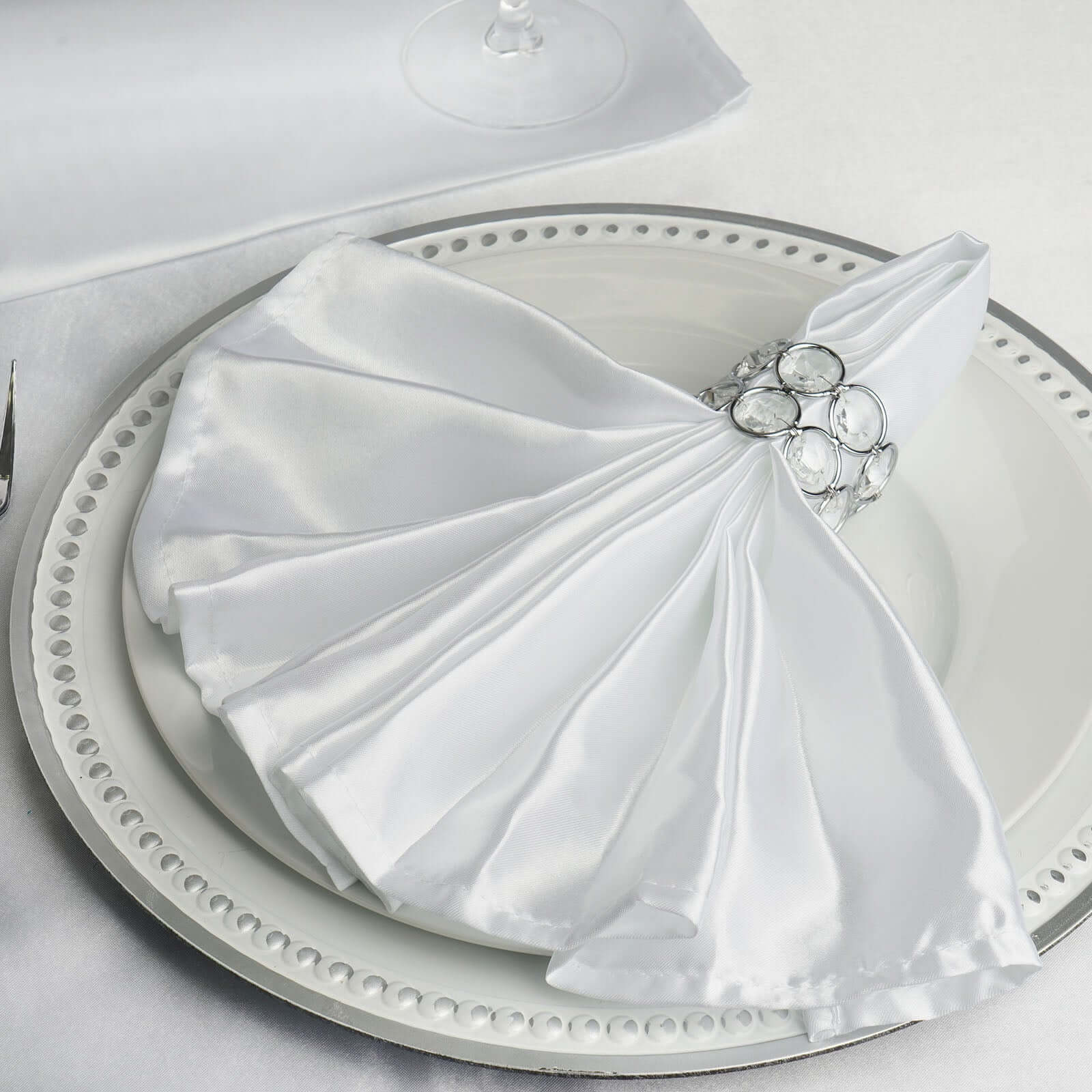 5 Pack Satin Napkins 20"x20" White - Soft and Luxurious Reusable Cloth Napkins for Weddings & Banquets - Image 7