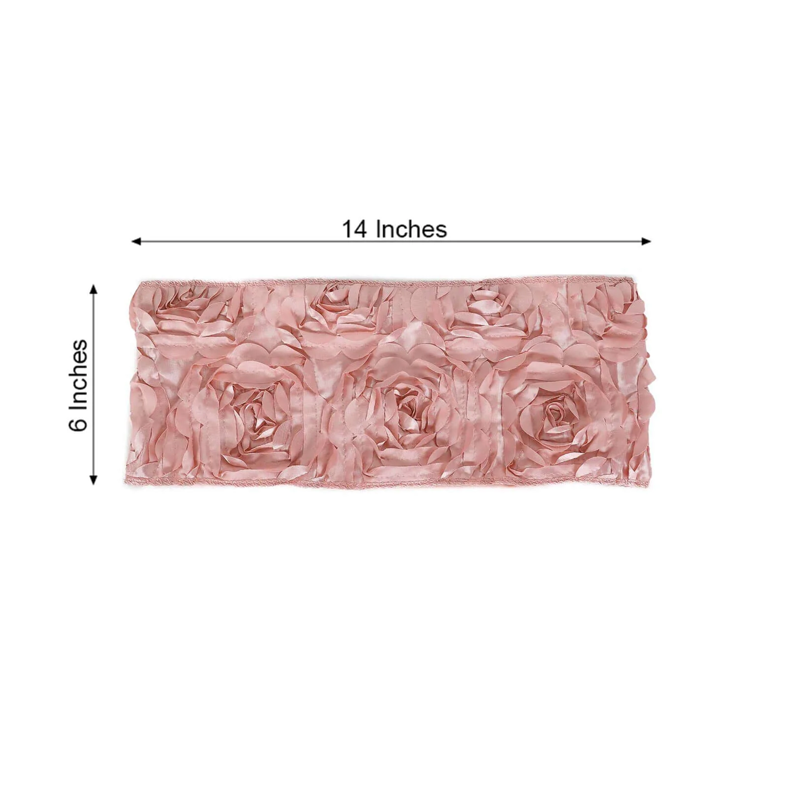 5 Pack Satin Spandex Chair Sashes 6"x14" Dusty Rose - Rosette Pattern Stretch Chair Bands - Image 3