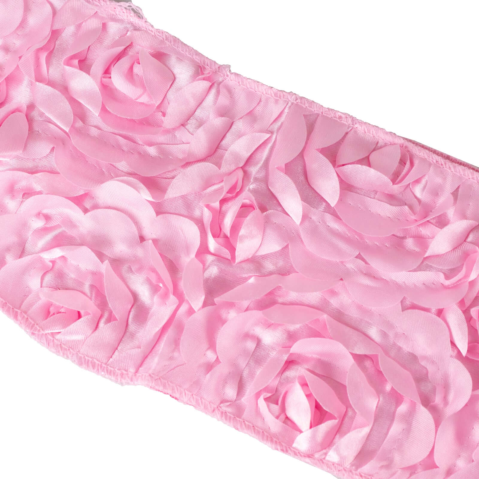 5 Pack Satin Spandex Chair Sashes 6"x14" Pink - Rosette Pattern Stretch Chair Bands - Image 14