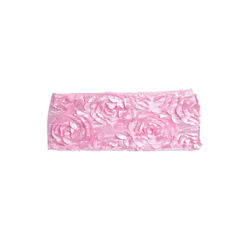 5 Pack Satin Spandex Chair Sashes 6"x14" Pink - Rosette Pattern Stretch Chair Bands - Image 7