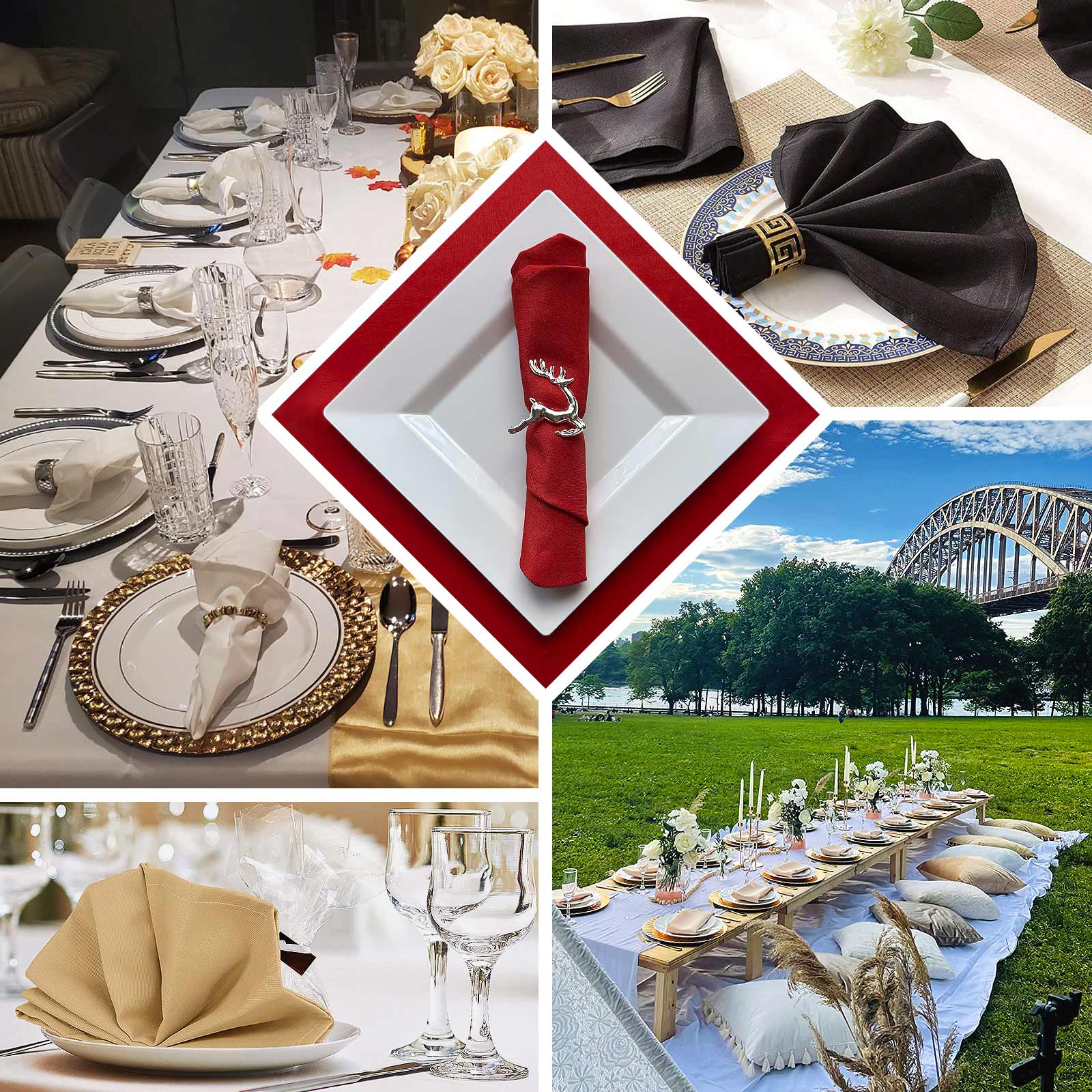 5 Pack Scuba Cloth Napkins – 17"x17" White, Wrinkle-Free & Reusable Table Napkins - Image 5