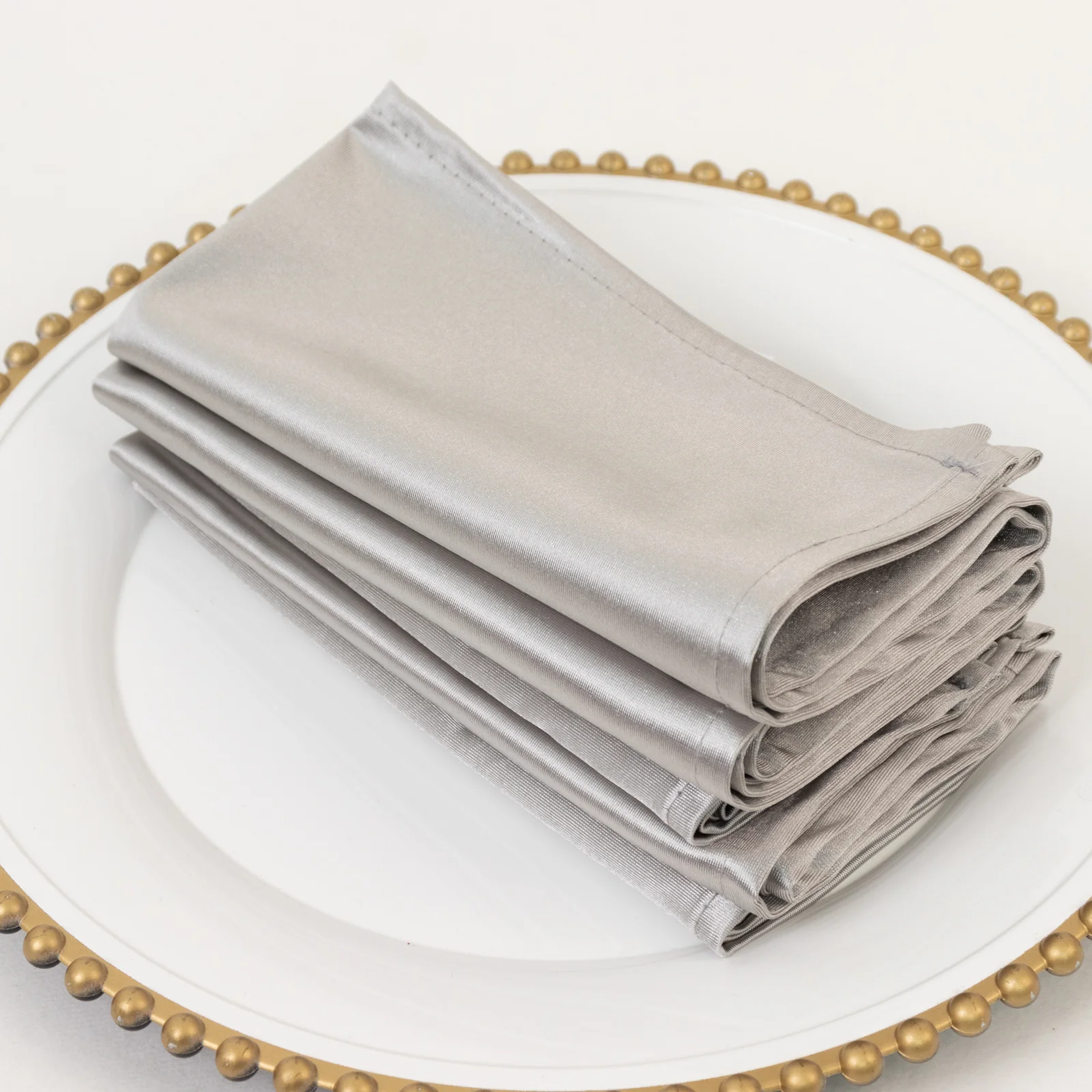 5 Pack Scuba Cloth Napkins – 17"x17" Shimmer Silver, Wrinkle-Free & Stain-Resistant Reusable Table Napkins - Image 7