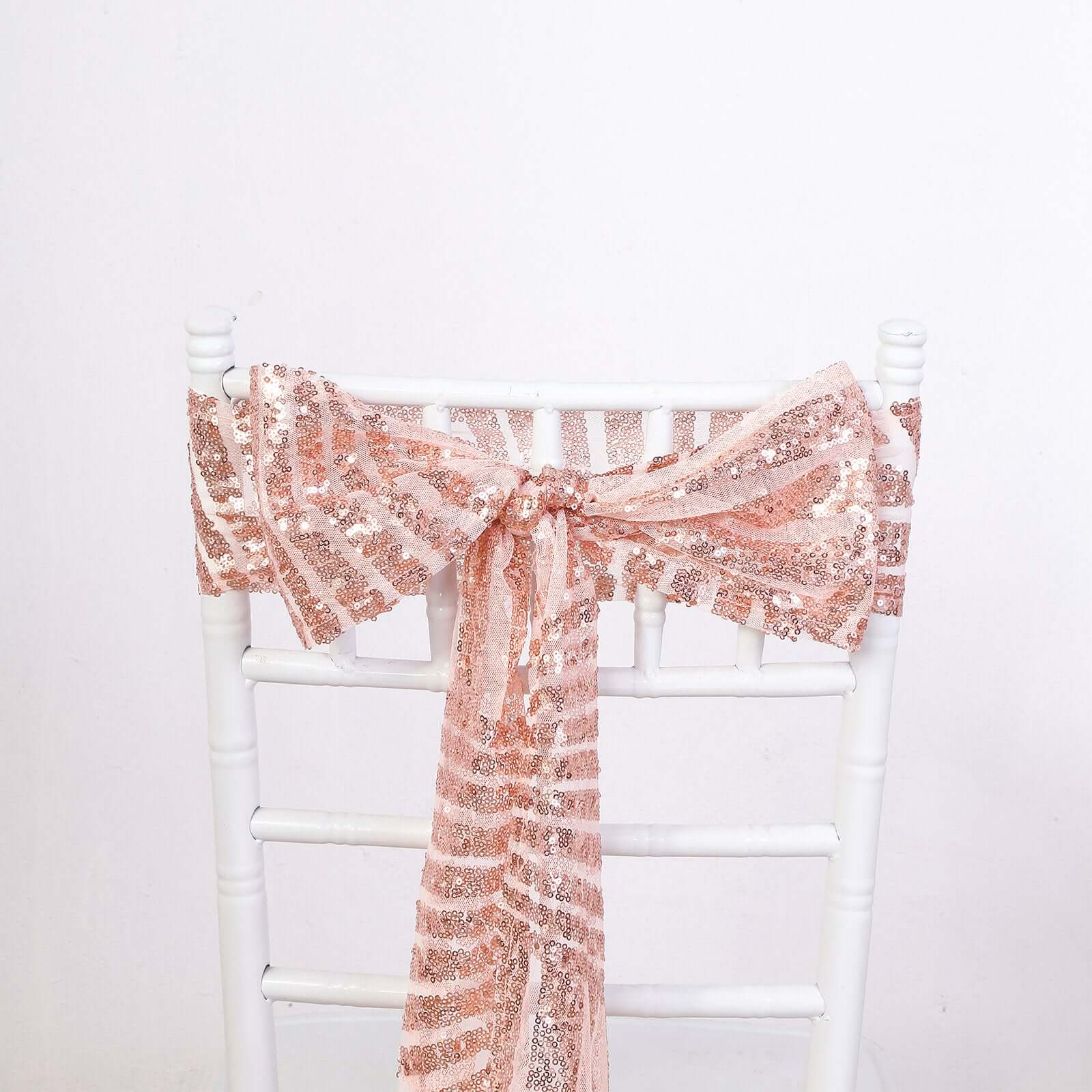 5 Pack Sequin Chair Sashes 6"x88" Rose Gold Geometric Diamond Glitz Design - Lustrous Decorative Design for Events - Image 2