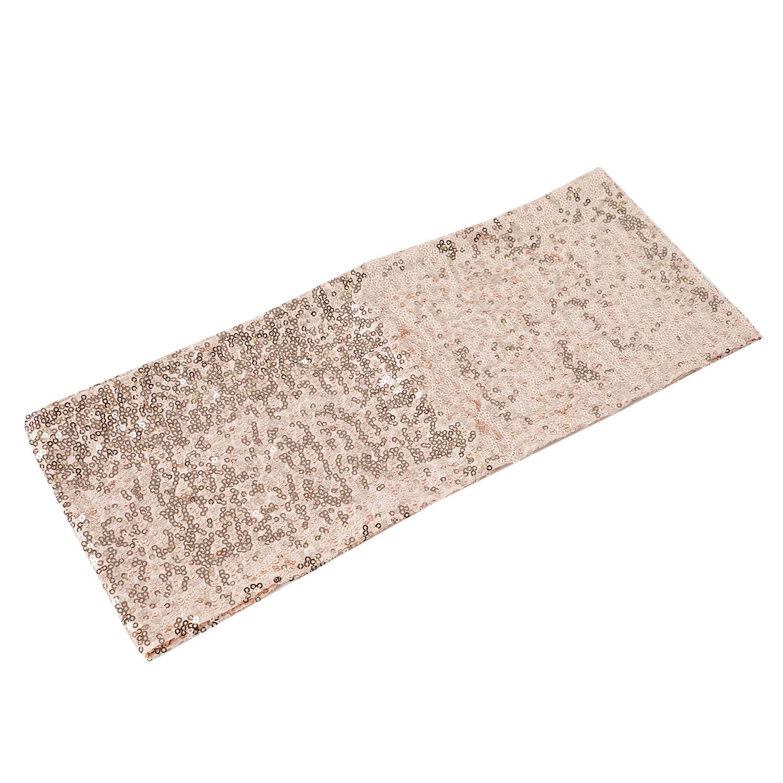 5 Pack Sequin Spandex Chair Sashes 6"x15" Blush - Stretch Chair Bands - Image 7