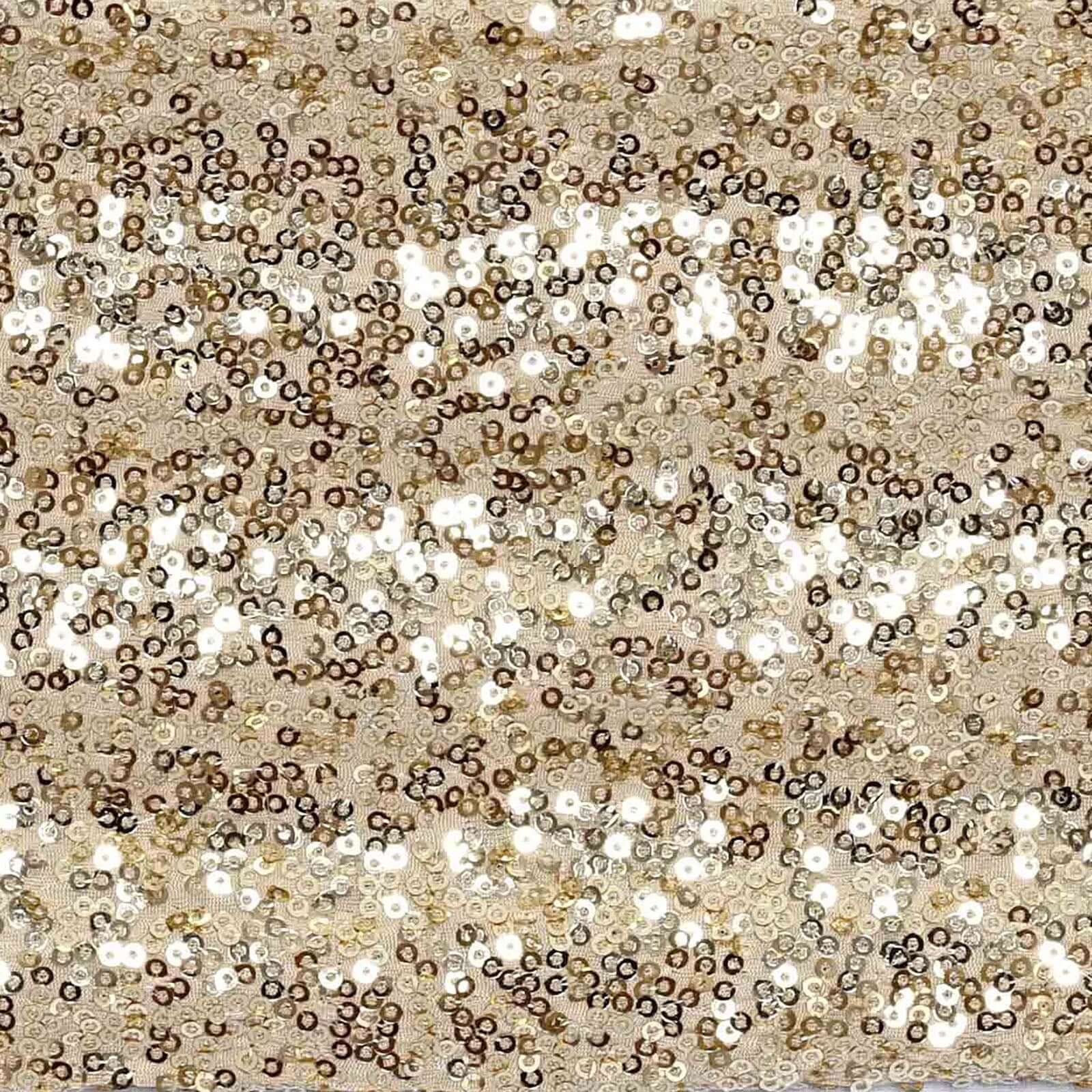 5 Pack Sequin Spandex Chair Sashes 6"x15" Champagne - Stretch Chair Bands - Image 14
