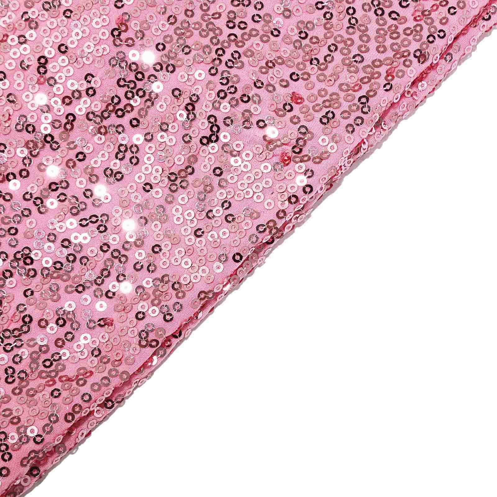5 Pack Sequin Spandex Chair Sashes 6"x15" Pink - Stretch Chair Bands - Image 13