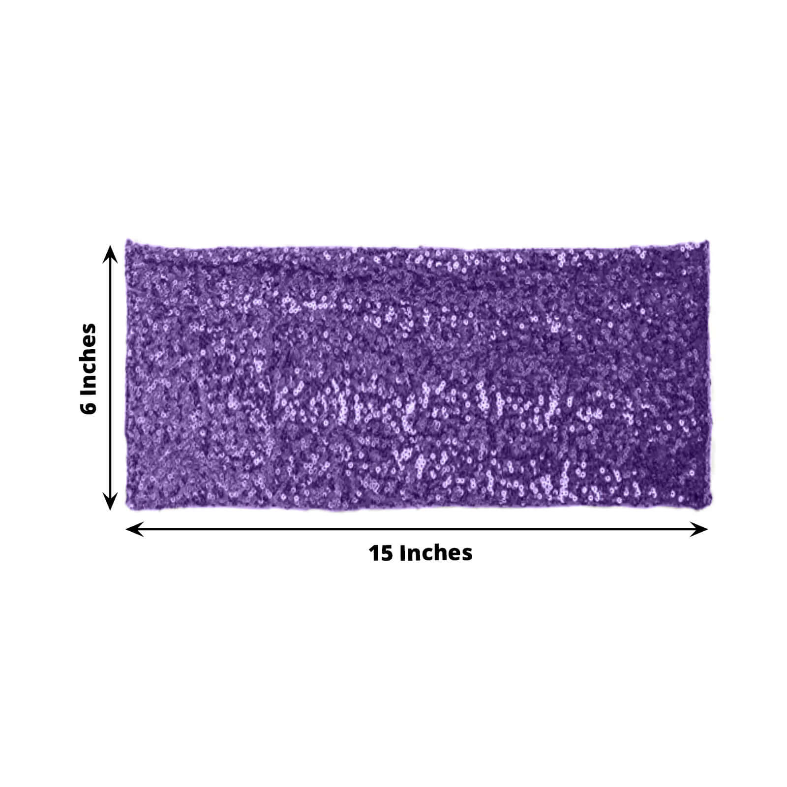 5 Pack Sequin Spandex Chair Sashes 6"x15" Purple - Stretch Chair Bands - Image 3