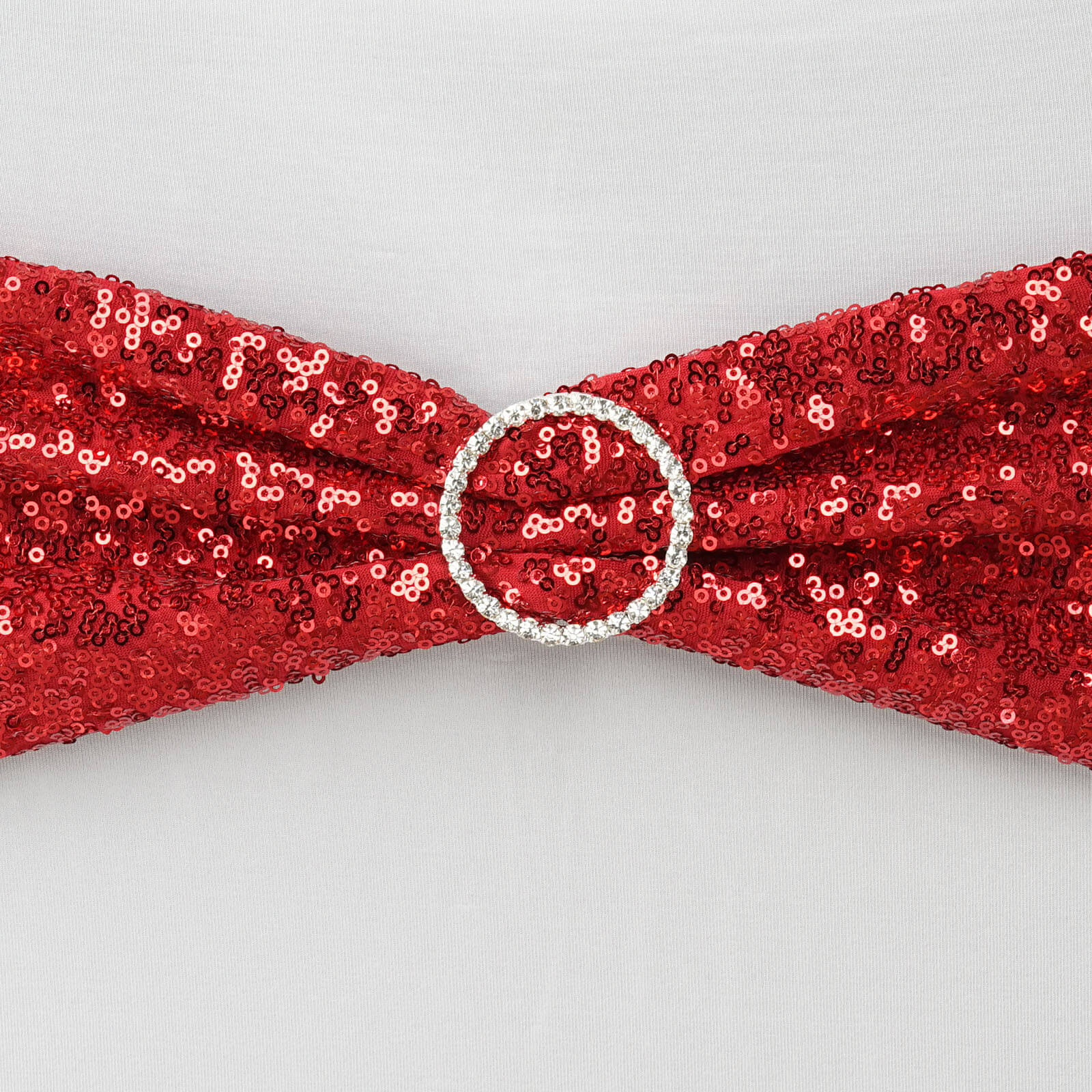 5 Pack Sequin Spandex Chair Sashes 6"x15" Red - Stretch Chair Bands - Image 9