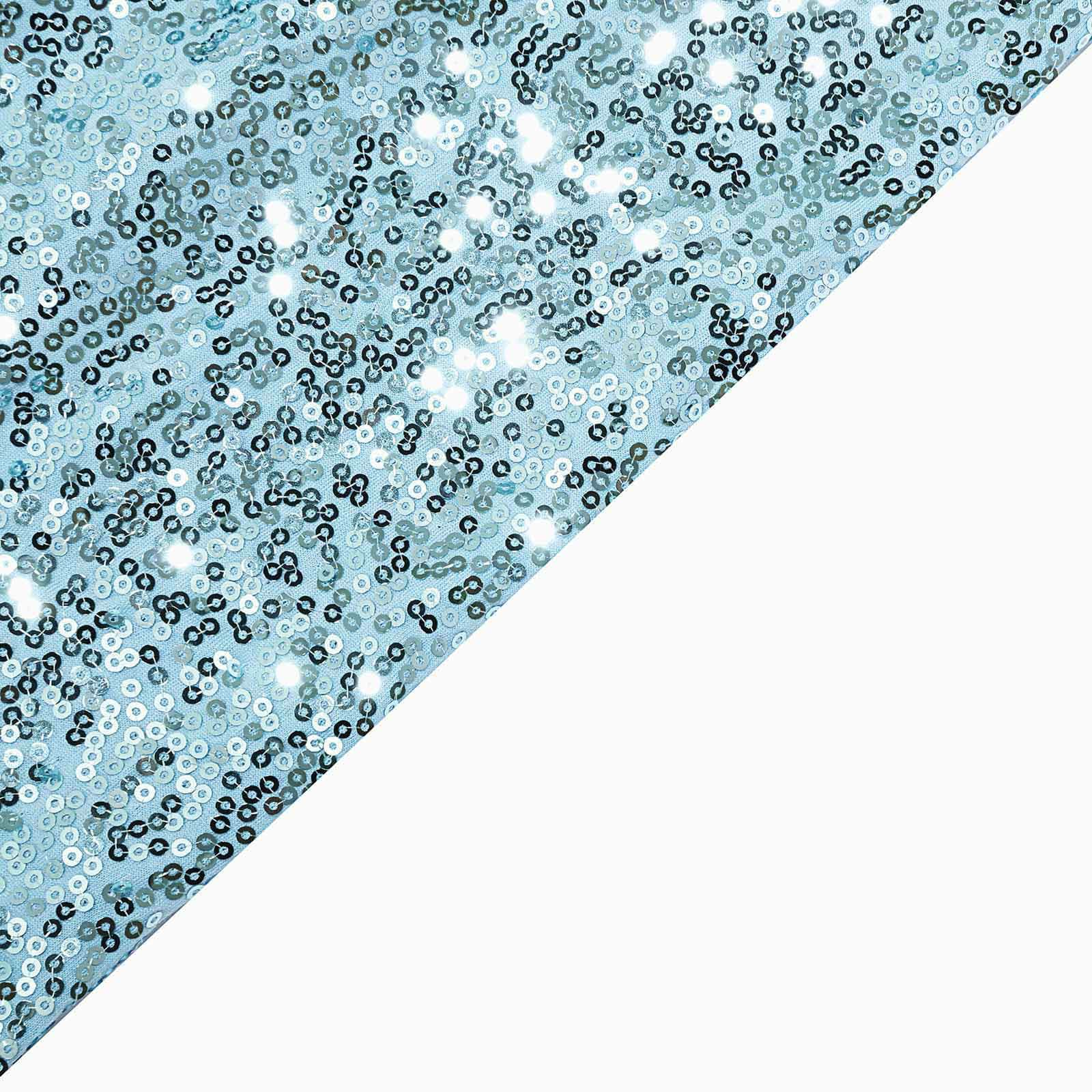 5 Pack Sequin Spandex Chair Sashes 6"x15" Light Blue - Stretch Chair Bands - Image 12