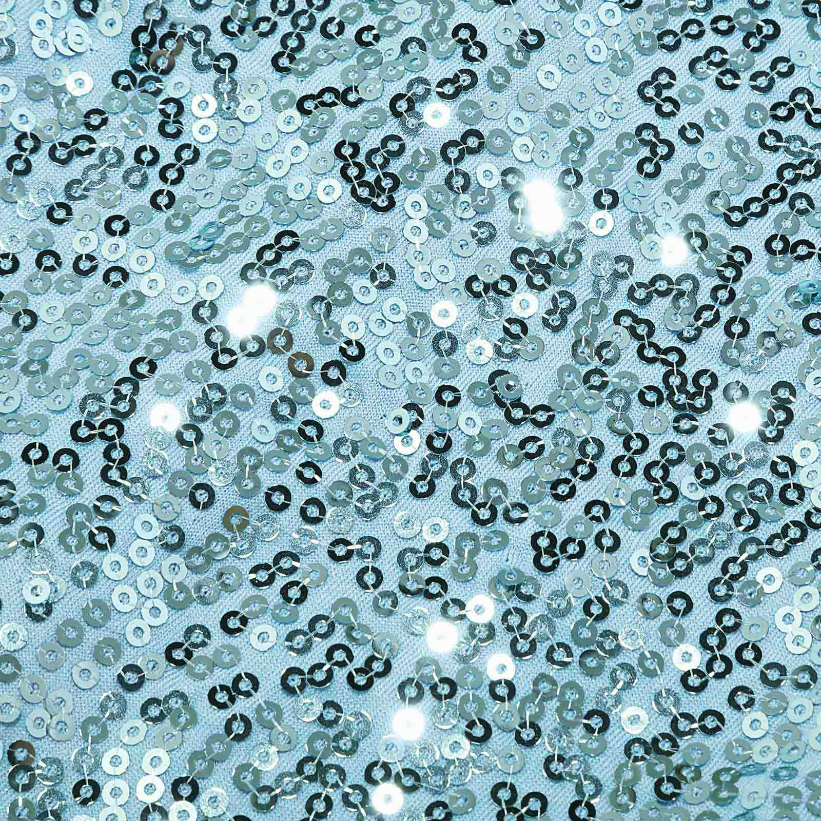 5 Pack Sequin Spandex Chair Sashes 6"x15" Light Blue - Stretch Chair Bands - Image 13