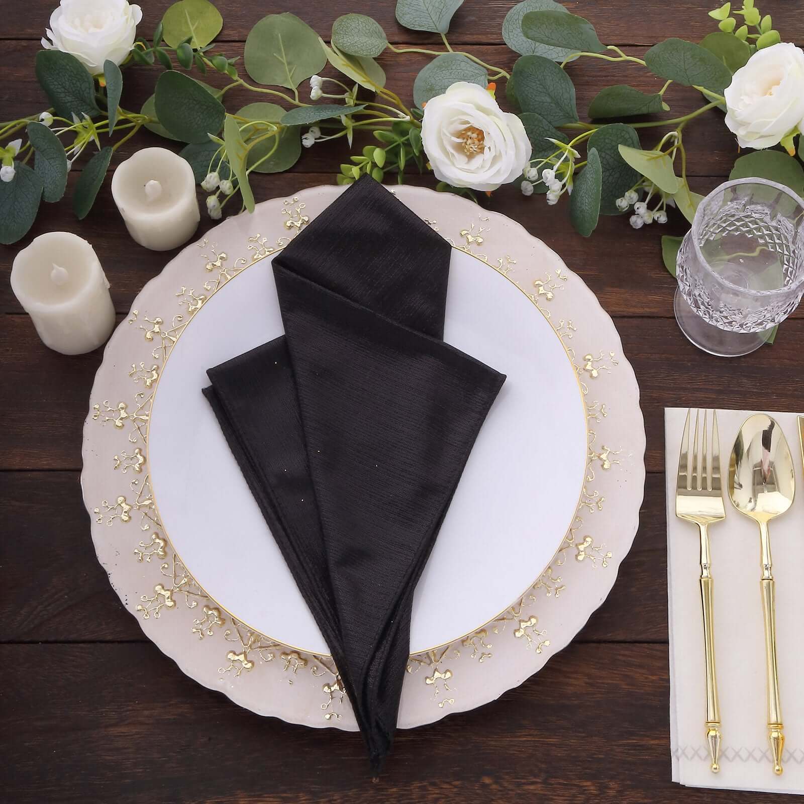 5 Pack Shimmer Sequin Dots Polyester Cloth Dinner Napkins 20"x20" Black - Smooth Finish & Glittery Sparkle - Image 8