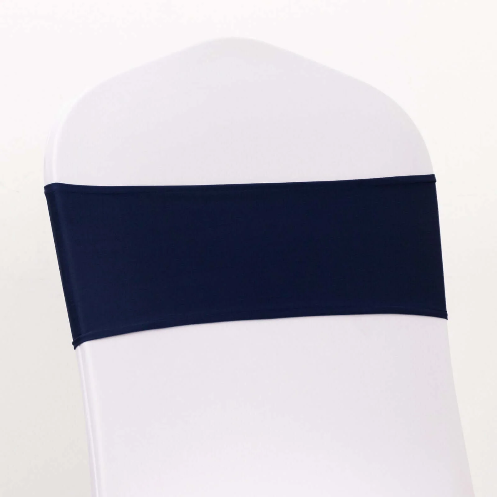 5 Pack Spandex Chair Sashes 5"x14" Navy Blue with Gold Rhinestone Buckles - Wrinkle-Free Stretch Chair Bands - Image 7