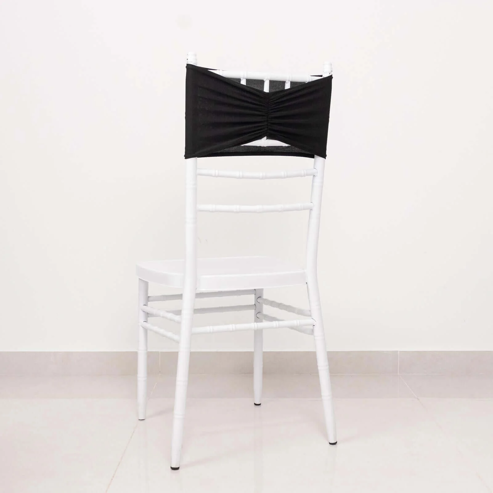 5 Pack Spandex Chair Sashes 8"x13" Black Ruffled Style - Wide Wrinkle-Free Stretch Chair Bands - Image 6