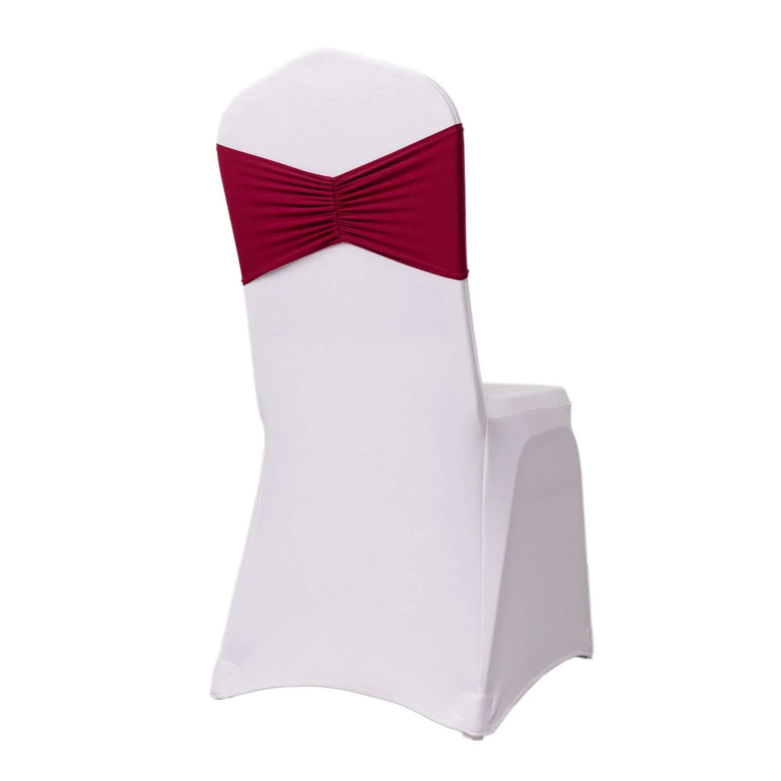 5 Pack Spandex Chair Sashes 8"x13" Burgundy Ruffled Style - Wide Wrinkle-Free Stretch Chair Bands - Image 7