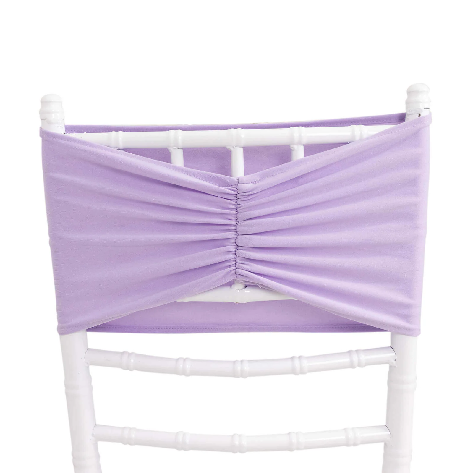5 Pack Spandex Chair Sashes 8"x13" Lavender Lilac Ruffled Style - Wide Wrinkle-Free Stretch Chair Bands - Image 3